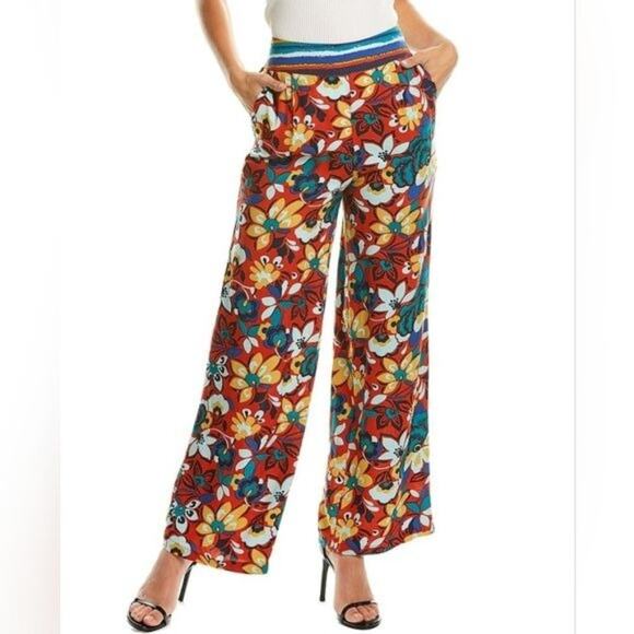California Moon Rise Floral Wide Leg Pull On Pants size M Multicolor - Picture 1 of 9